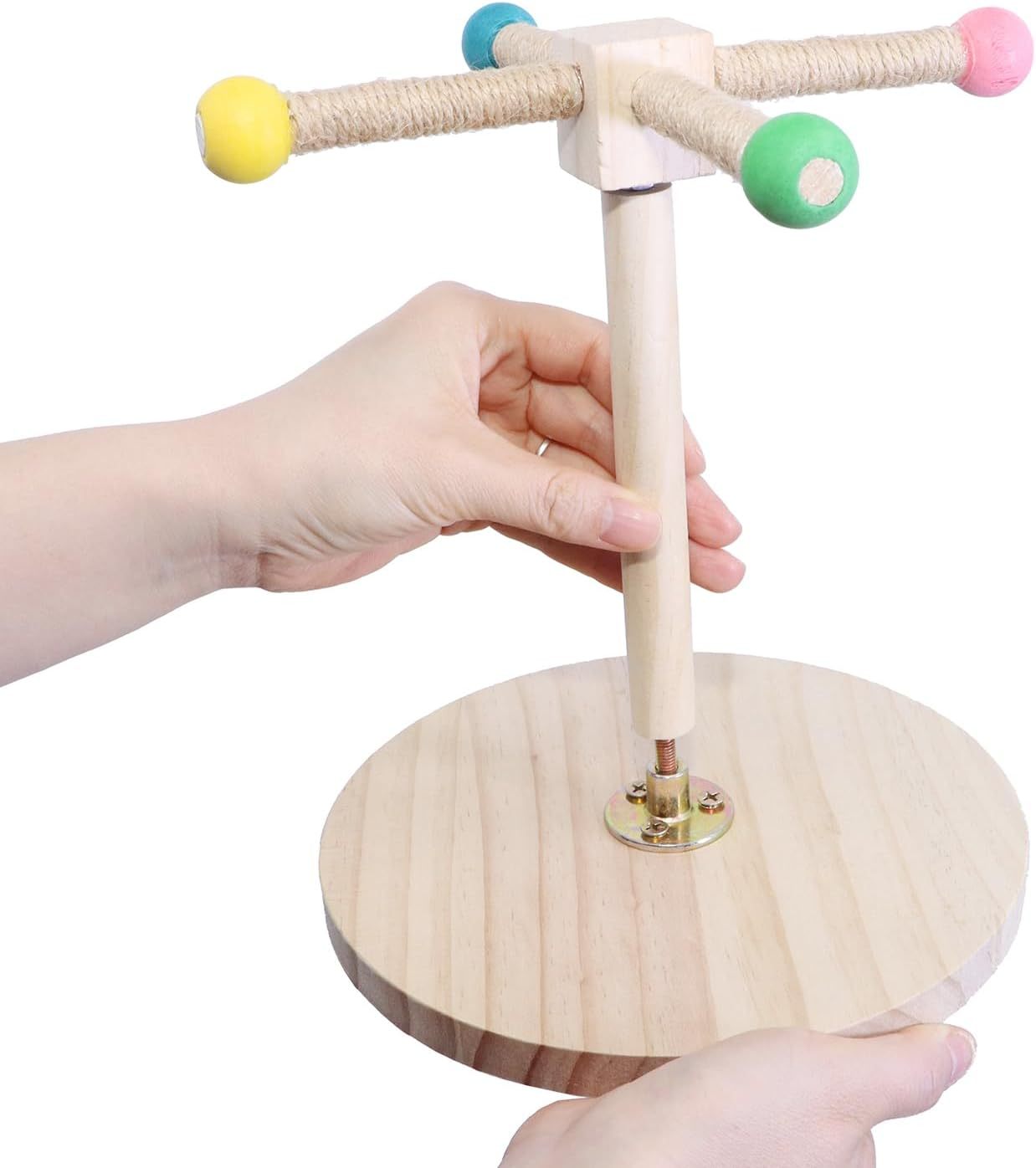 Bird Stand Perch, Portable Tabletop Bird Perch,Interactive Spin Training Bird Toys for Small Medium Parrots Parakeets Conures Lovebirds or Cockatiels