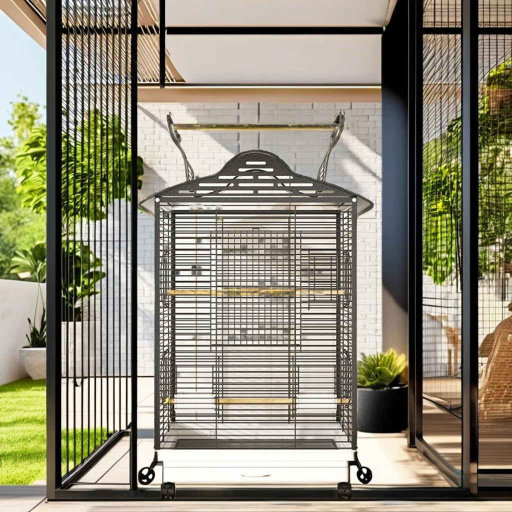 Hot Selling Luxury Iron Bird Cage Durable Parrot Canary Ornamental Furnishing Pet Houses & Furniture
