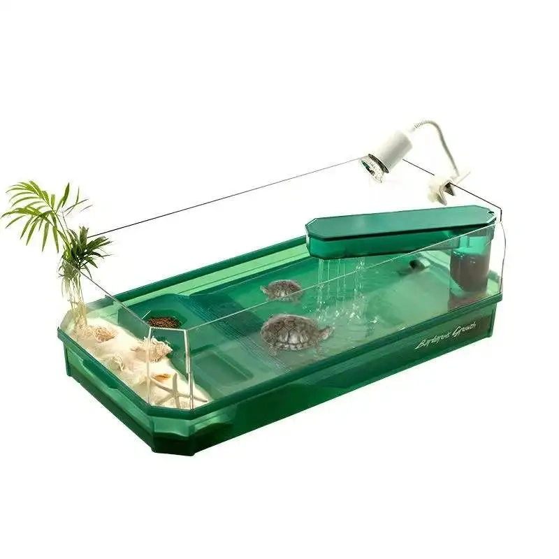 Aquarium turtle tank lazy person water-free breeding box with drying platform ecological turtle tank aquarium accessories 220V