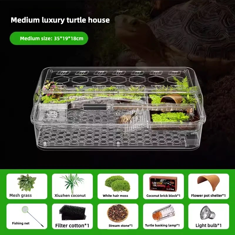 Turtle Ecological Feeding Tank, Aquascape Aquascape with Basking Platform, Home Desktop Turtle Breeding Special Feeding Box