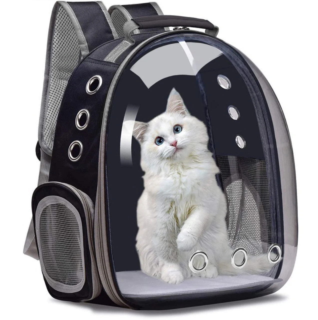 Cat Backpack Solid Space Capsule Pattern Zipper Closure Pet Carrier Portable Outgoing Small Size Animal Pattern Pets Carring Bag