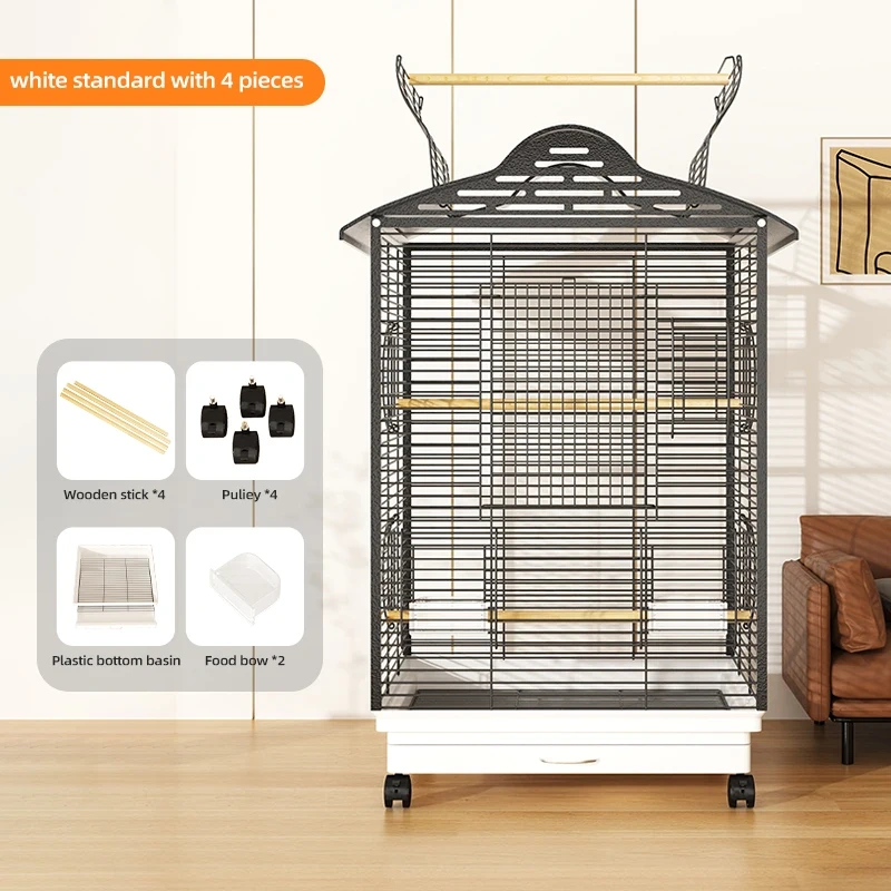Hot Selling Luxury Iron Bird Cage Durable Parrot Canary Ornamental Furnishing Pet Houses & Furniture