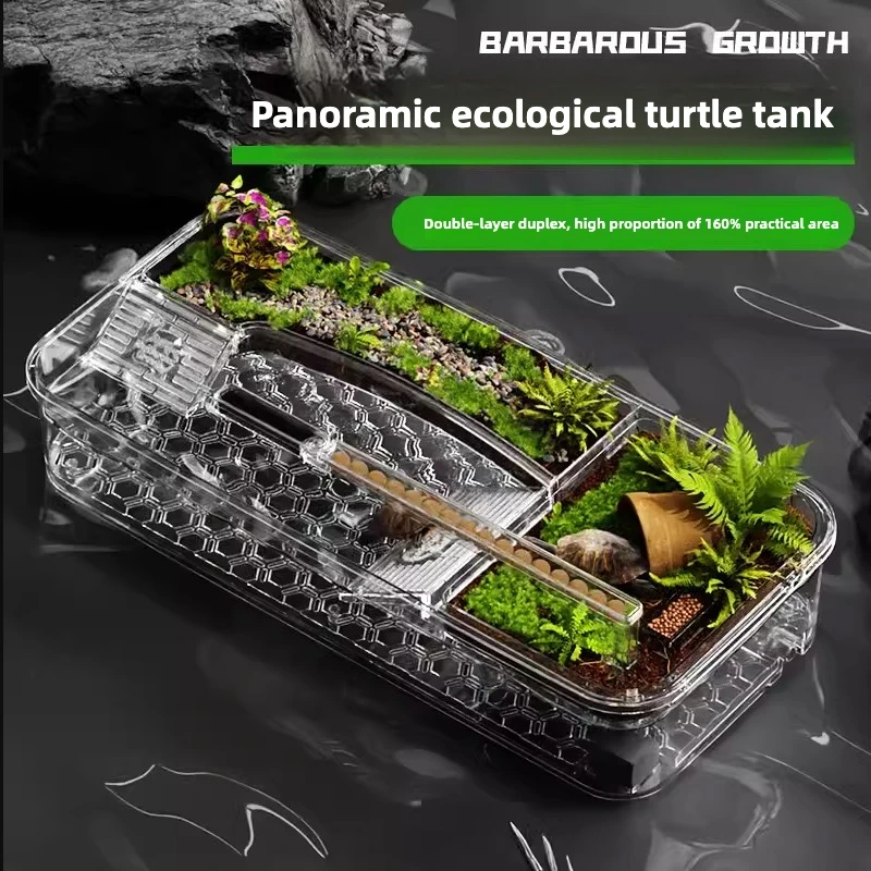 Turtle Ecological Feeding Tank, Aquascape Aquascape with Basking Platform, Home Desktop Turtle Breeding Special Feeding Box