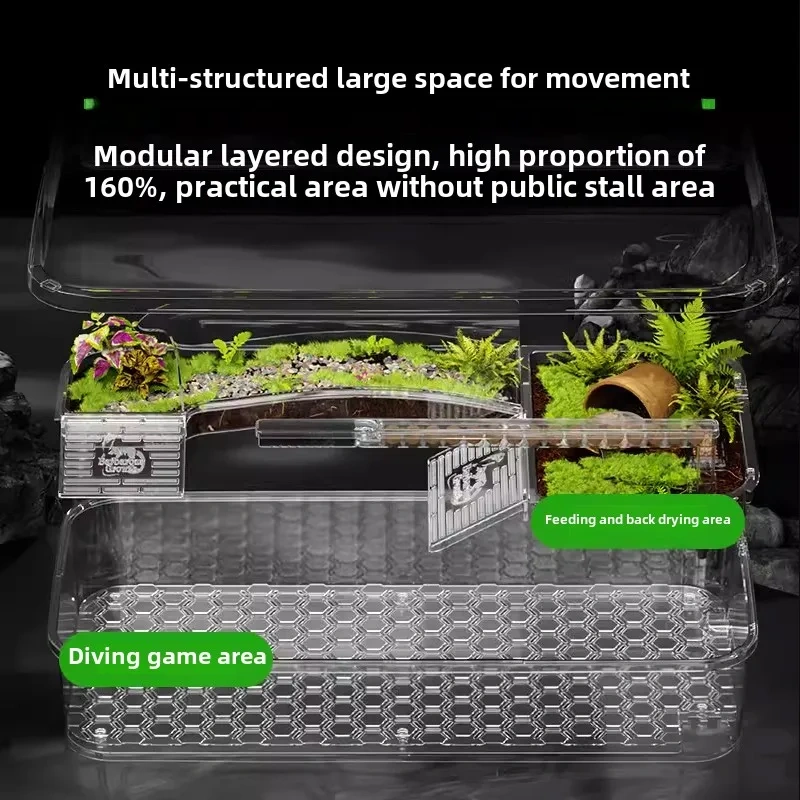 Turtle Ecological Feeding Tank, Aquascape Aquascape with Basking Platform, Home Desktop Turtle Breeding Special Feeding Box
