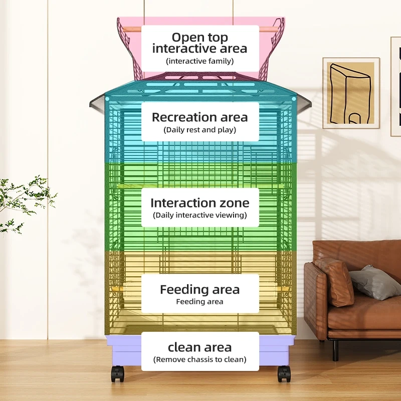 Hot Selling Luxury Iron Bird Cage Durable Parrot Canary Ornamental Furnishing Pet Houses & Furniture