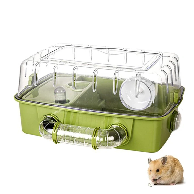Large Hamster Cage Set Transparent Acrylic Hamster House Hideout Panoramic Rabbit Rat Guinea Pig Cage Small Animals Breeding Box