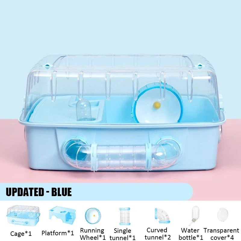 Large Hamster Cage Set Transparent Acrylic Hamster House Hideout Panoramic Rabbit Rat Guinea Pig Cage Small Animals Breeding Box