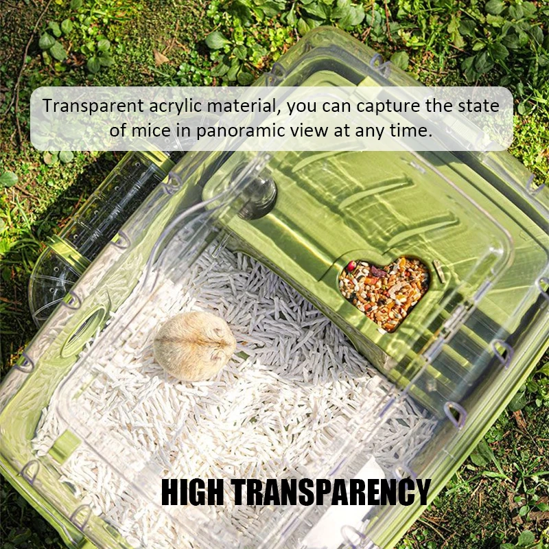 Large Hamster Cage Set Transparent Acrylic Hamster House Hideout Panoramic Rabbit Rat Guinea Pig Cage Small Animals Breeding Box