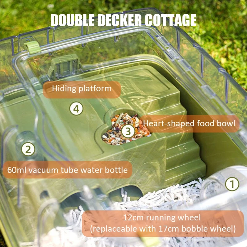 Large Hamster Cage Set Transparent Acrylic Hamster House Hideout Panoramic Rabbit Rat Guinea Pig Cage Small Animals Breeding Box