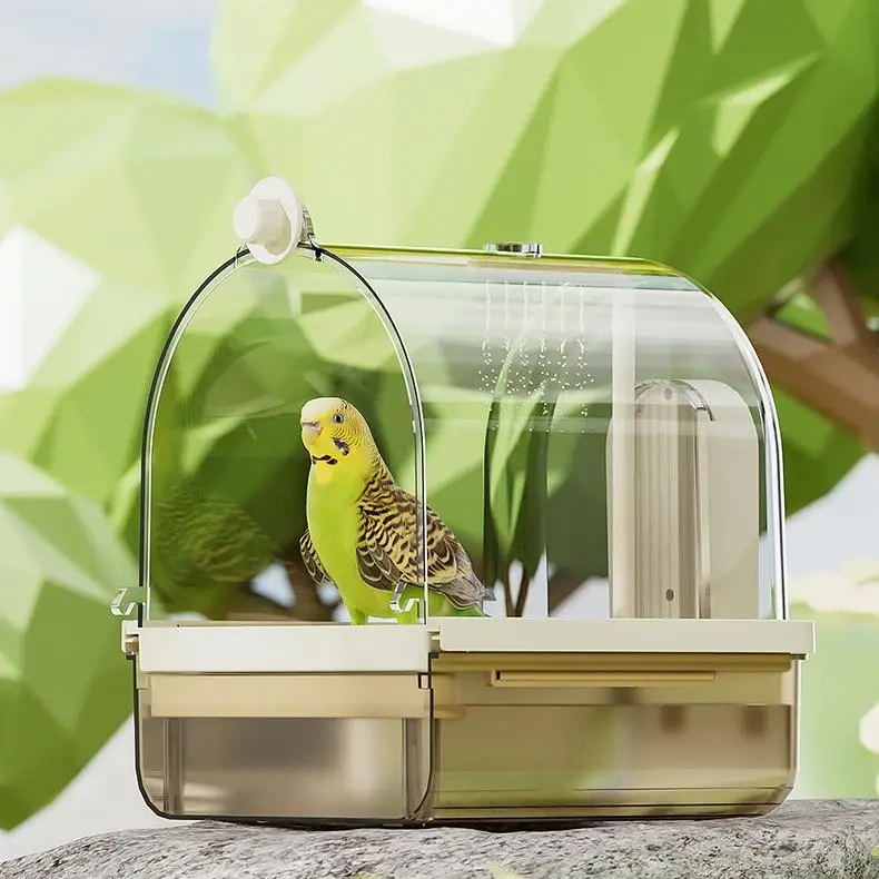 External Hanging Electric Sensing Automatic Large Bird Bath Box Cube Room Bathtub Shower Parrot Bath for Parakeet for Cage