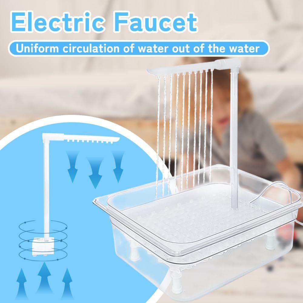 Parrot Bathtub Bird Automatic Bath Shower with 180 ° Circulating Faucet Contains USB and Power Plug for Medium Birds African Grey Amazon Conure Parakeet Cockatiel Lovebird
