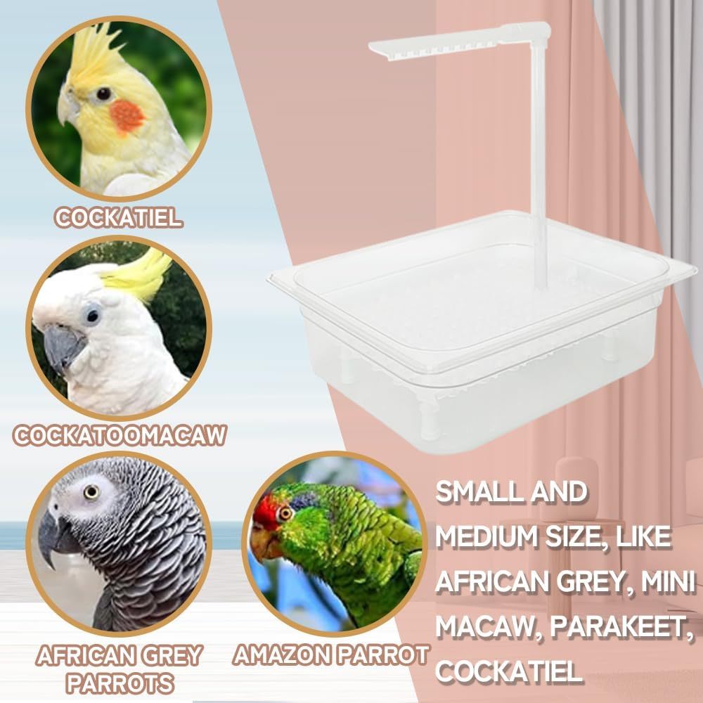 Parrot Bathtub Bird Automatic Bath Shower with 180 ° Circulating Faucet Contains USB and Power Plug for Medium Birds African Grey Amazon Conure Parakeet Cockatiel Lovebird