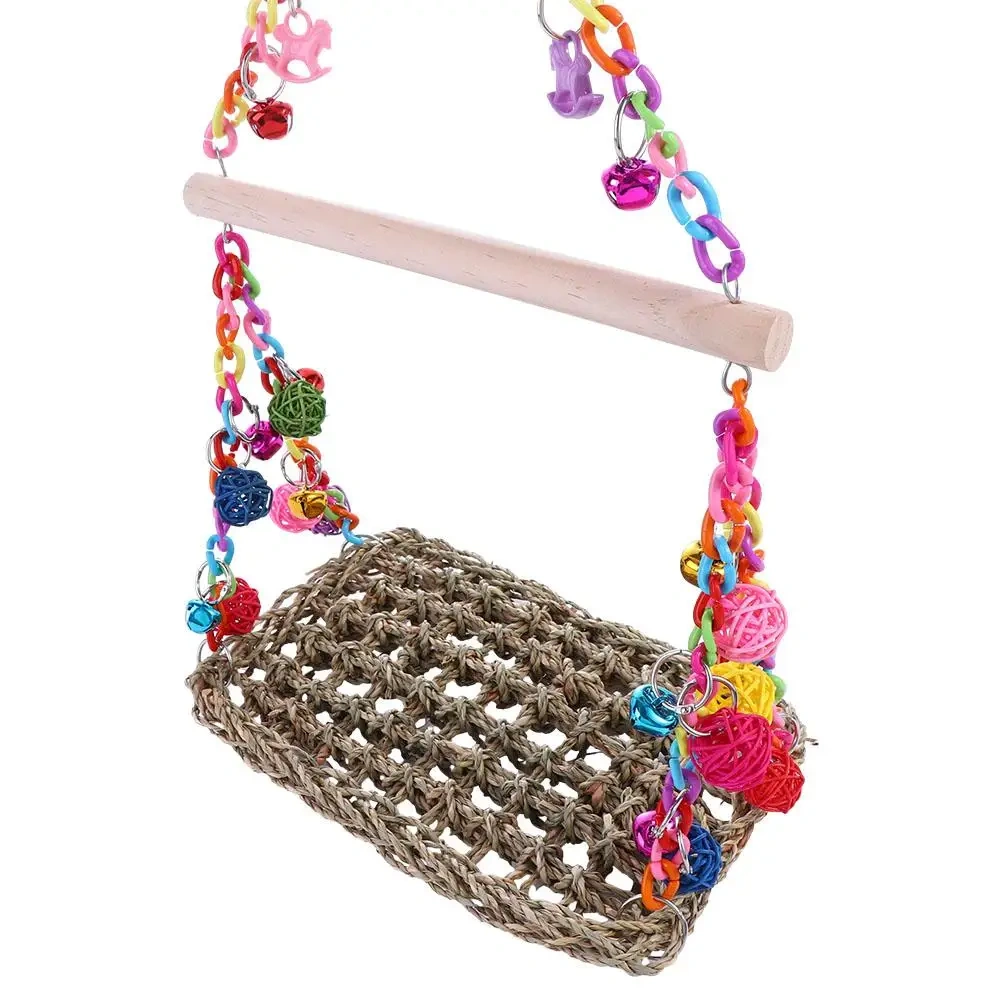 Parrot Swing Toy Wood Hanging Parrot Climbing Net Relieve Boredom Parakeets Budgie Birds Toy Pet Perches