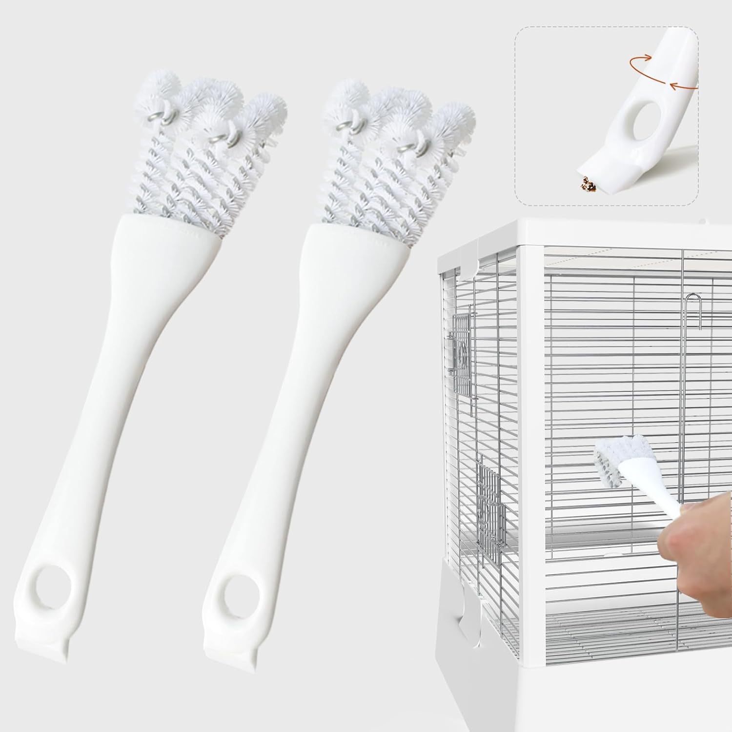 Bird Cage Cleaner with Long Handle & Shovel – Easy Bird Droppings Removal Brush for Parrot & Pet Cages & Bird Perch – Durable Cage Cleaning Tool & Accessory (1)