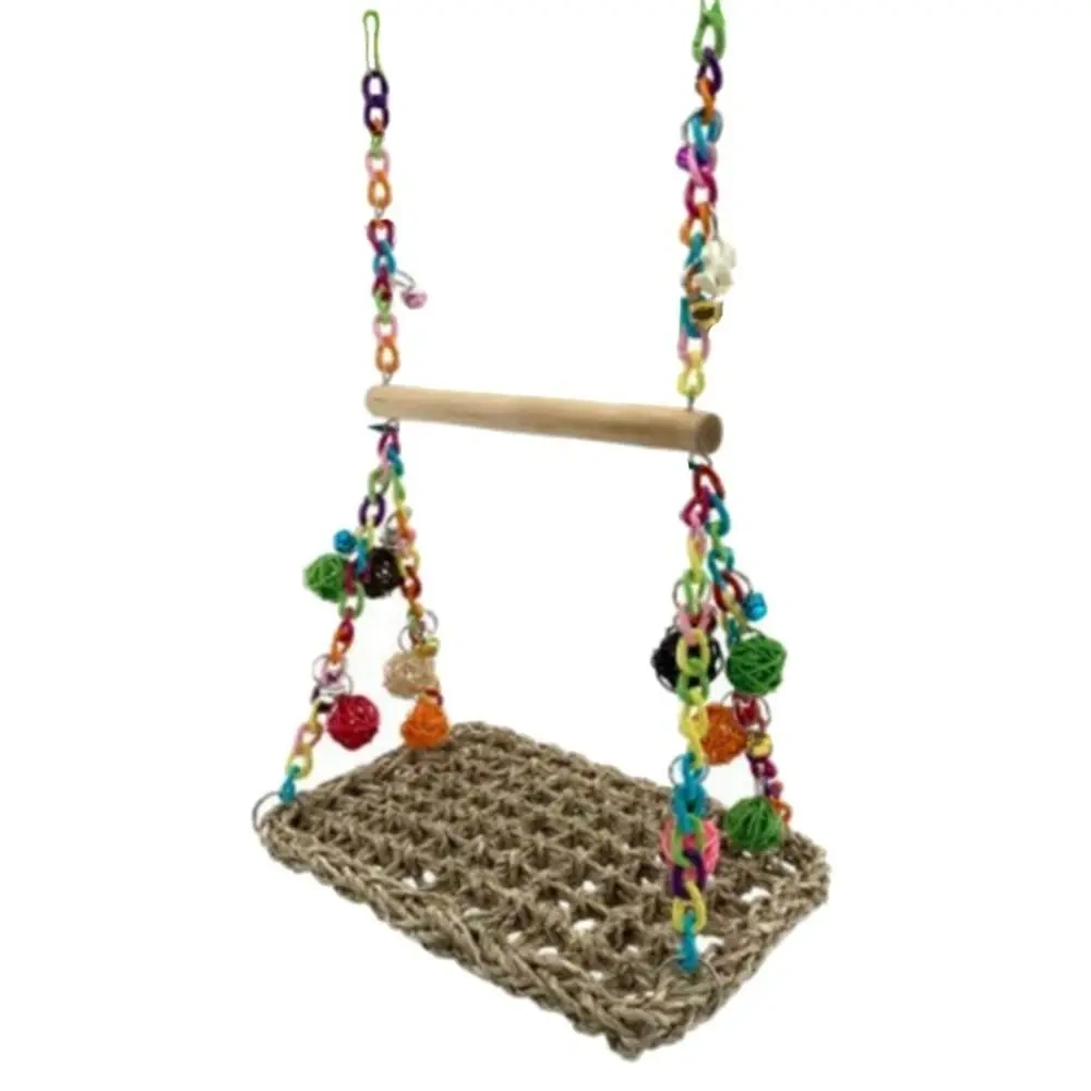Parrot Swing Toy Wood Hanging Parrot Climbing Net Relieve Boredom Parakeets Budgie Birds Toy Pet Perches