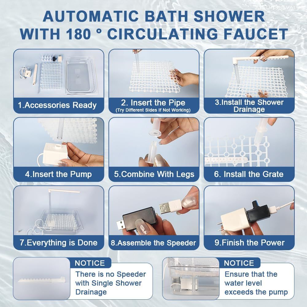 Parrot Bathtub Bird Automatic Bath Shower with 180 ° Circulating Faucet Contains USB and Power Plug for Medium Birds African Grey Amazon Conure Parakeet Cockatiel Lovebird