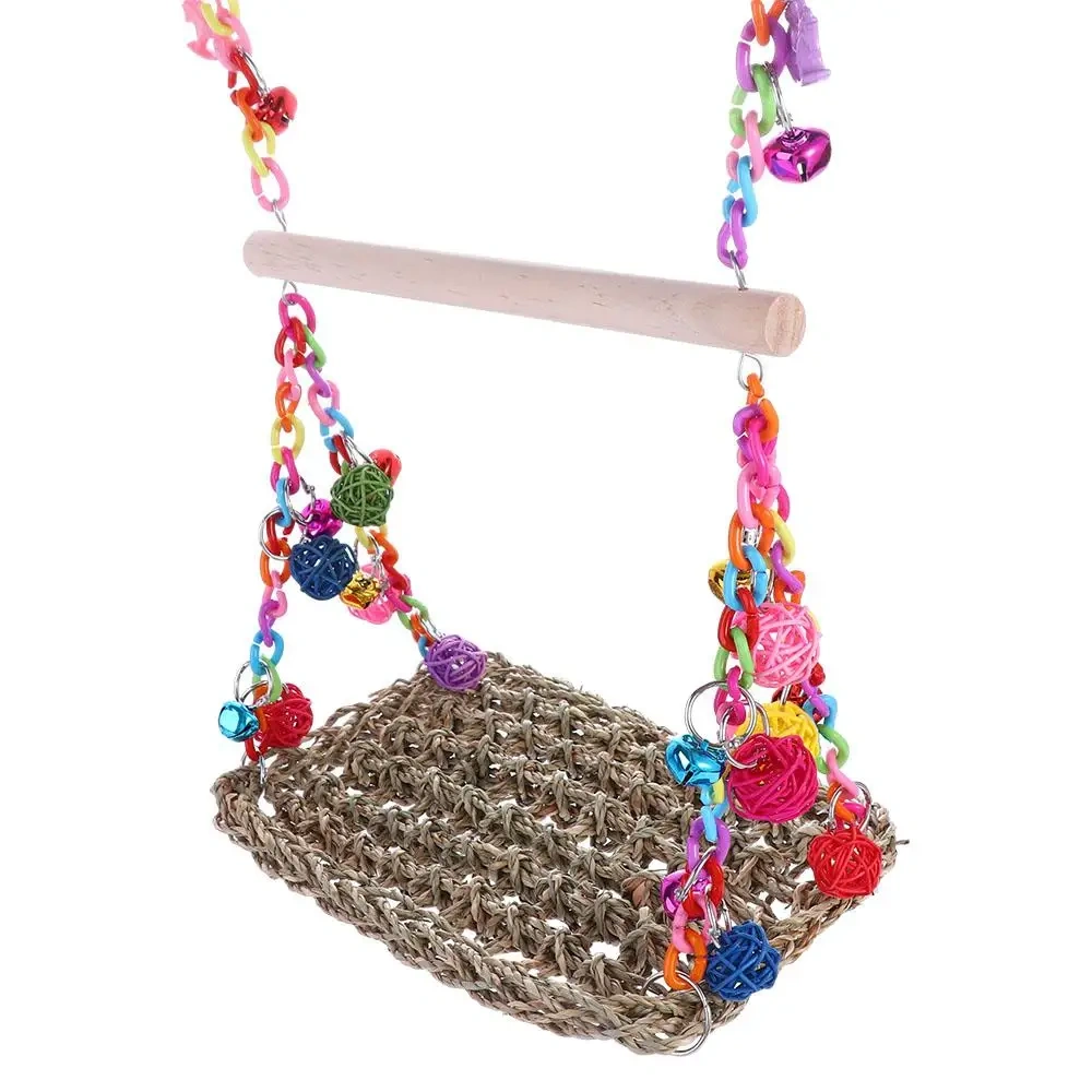 Parrot Swing Toy Wood Hanging Parrot Climbing Net Relieve Boredom Parakeets Budgie Birds Toy Pet Perches