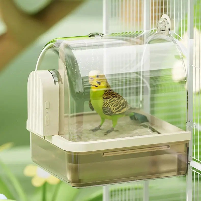 External Hanging Electric Sensing Automatic Large Bird Bath Box Cube Room Bathtub Shower Parrot Bath for Parakeet for Cage