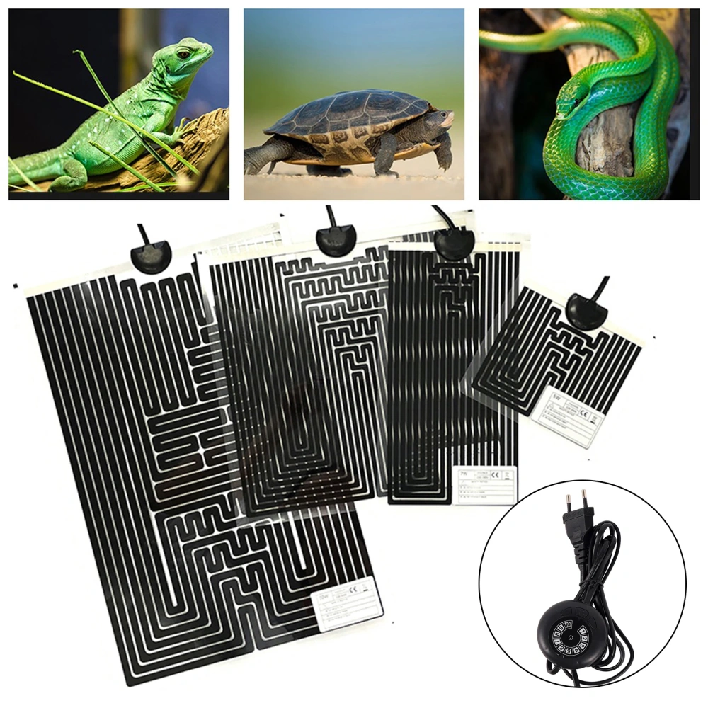 EU Plug Reptile Heating Pad Heater Reptiles Warm Adjustable Temperature Controller Mat for Lizard Turtle Small Fish Tank