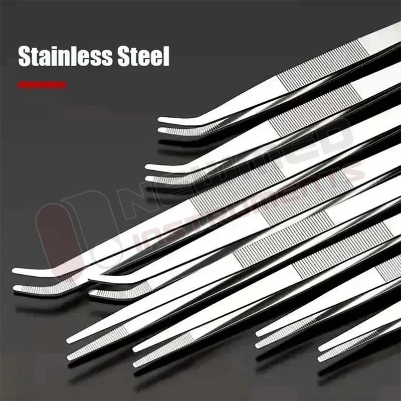 48cm Stainless Steel Tweezers Fish Tank Aquatic Plants Aquarium Tool Water Plant Curved Pliers Birds Reptile Feeding Tongs