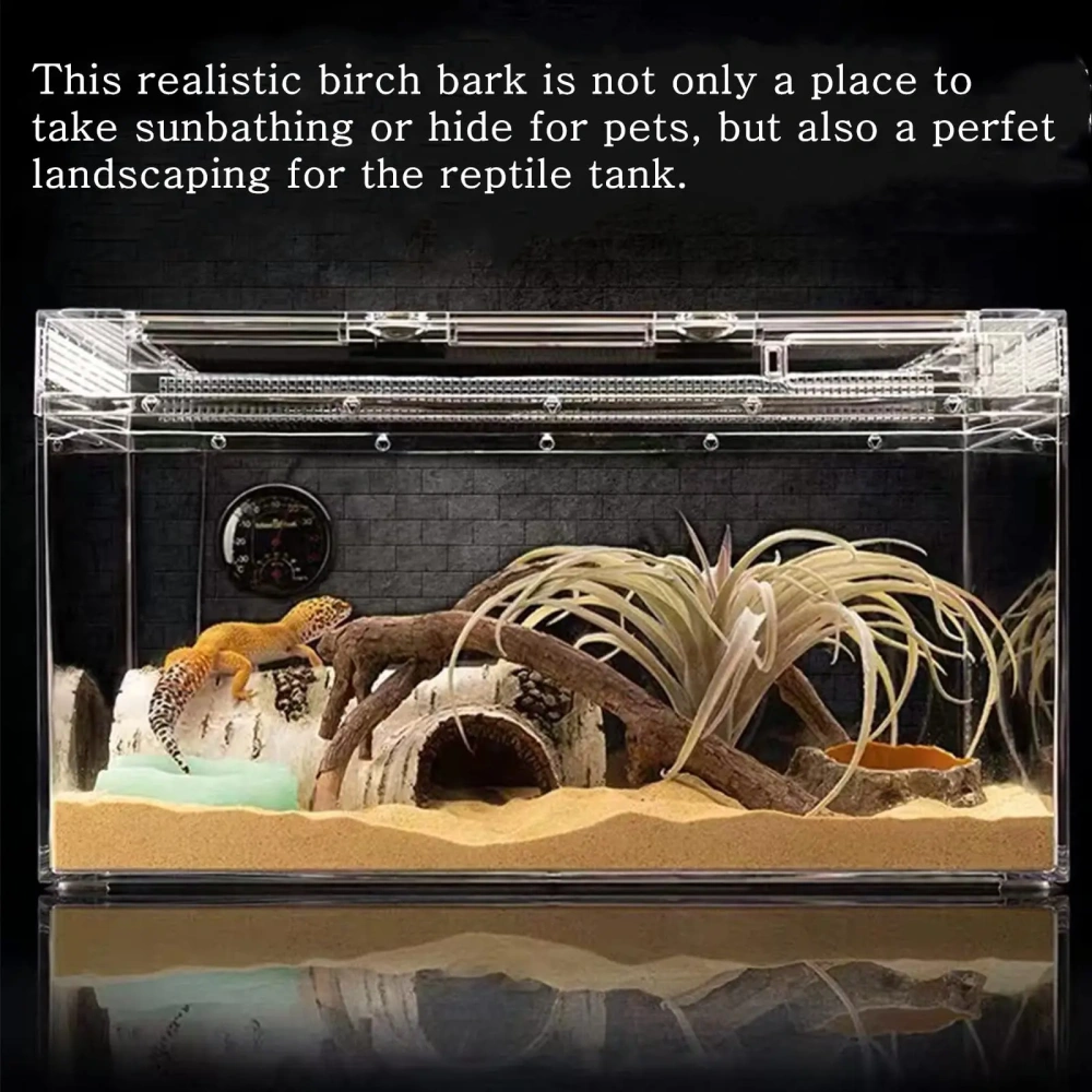 Reptile Breeding Box Decora Simulation Birch Hiding Hole Climbing Pet Amphibious Landscaping Decoration Reptiles Hideouts S/M/L