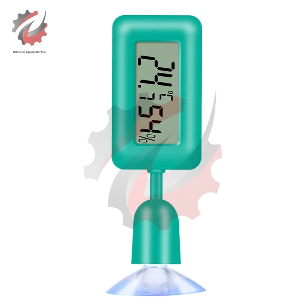 Mini Digital Reptile Thermometer 360 Degree Rotating Luminous Suction Cup Hygrometer For Lizards Snakes Spiders Blue Green