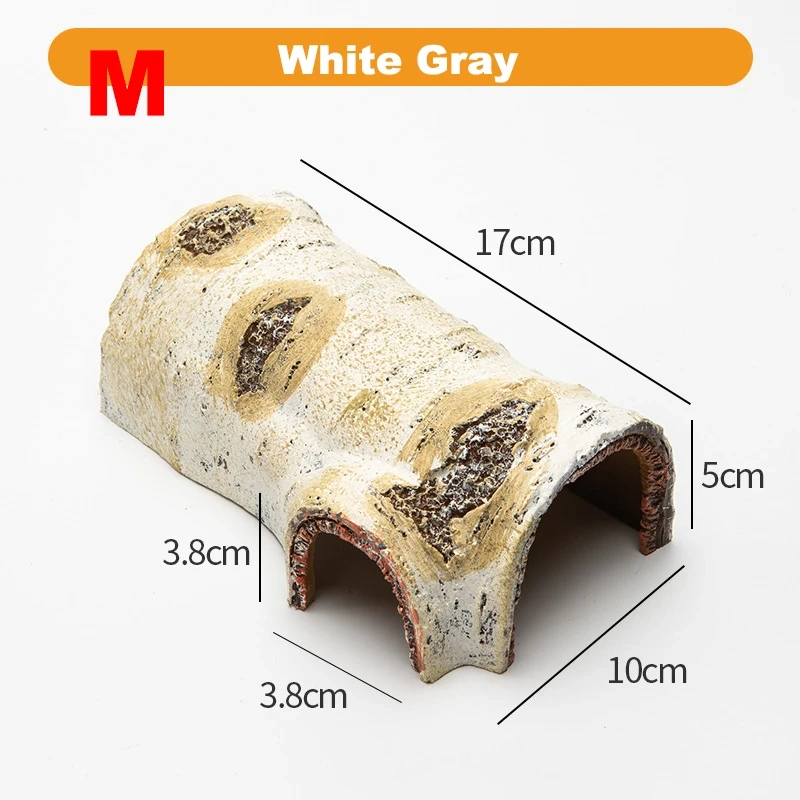 Reptile Breeding Box Decora Simulation Birch Hiding Hole Climbing Pet Amphibious Landscaping Decoration Reptiles Hideouts S/M/L