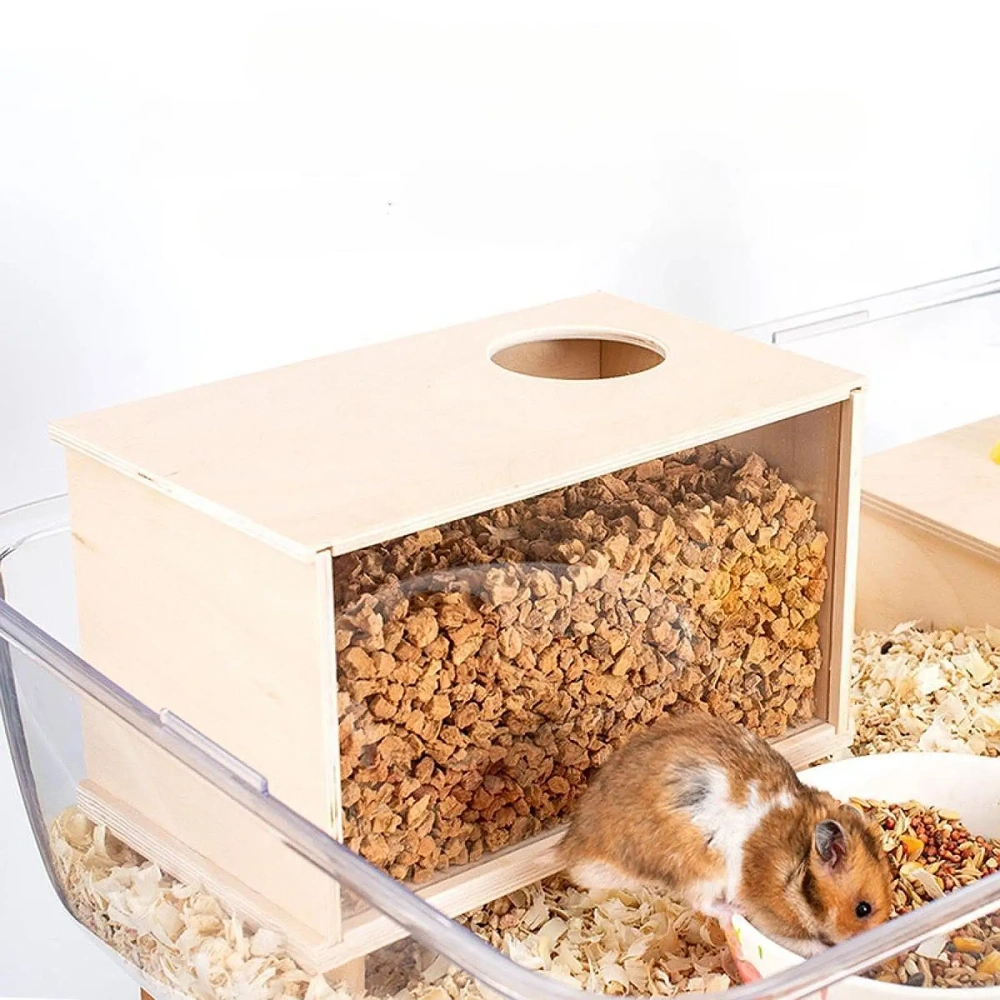Wooden Hamster Digging Box Small Animals Sand Bath Box DIY Hamster Cage Decor for Rat Dwarf Gerbils Chinchillas Shelter