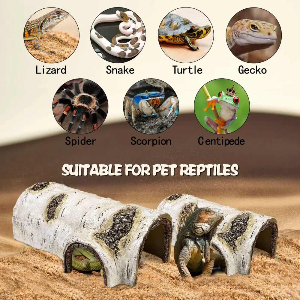 Reptile Breeding Box Decora Simulation Birch Hiding Hole Climbing Pet Amphibious Landscaping Decoration Reptiles Hideouts S/M/L