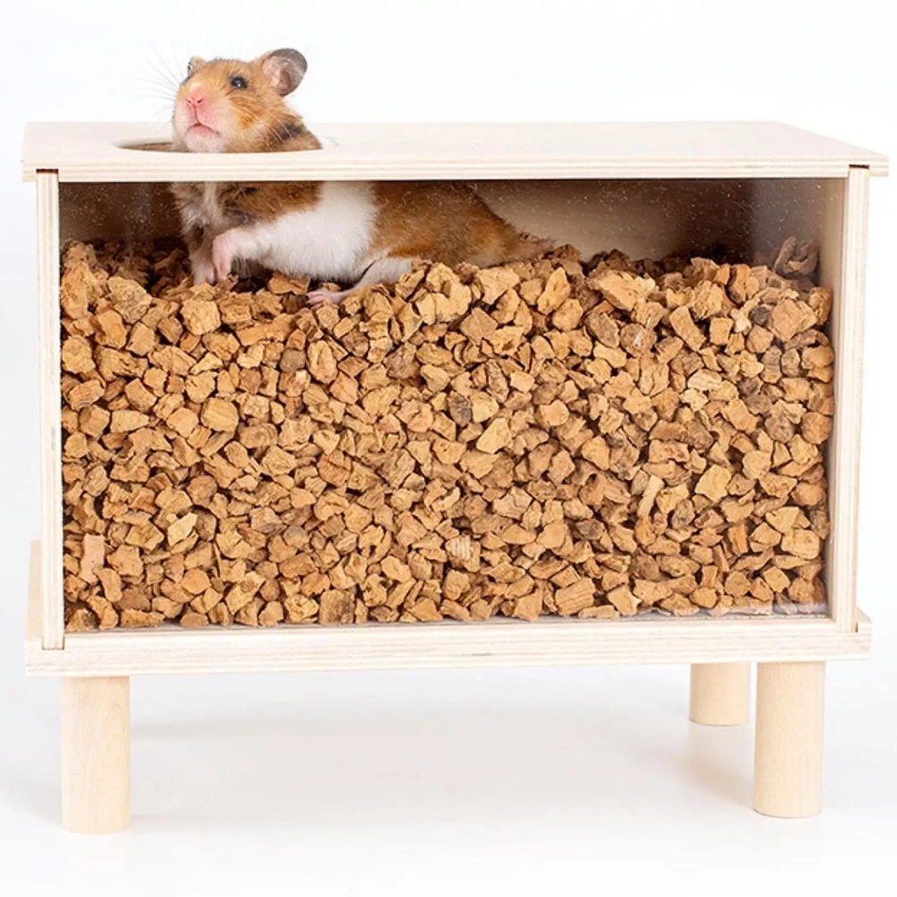 Wooden Hamster Digging Box Small Animals Sand Bath Box DIY Hamster Cage Decor for Rat Dwarf Gerbils Chinchillas Shelter