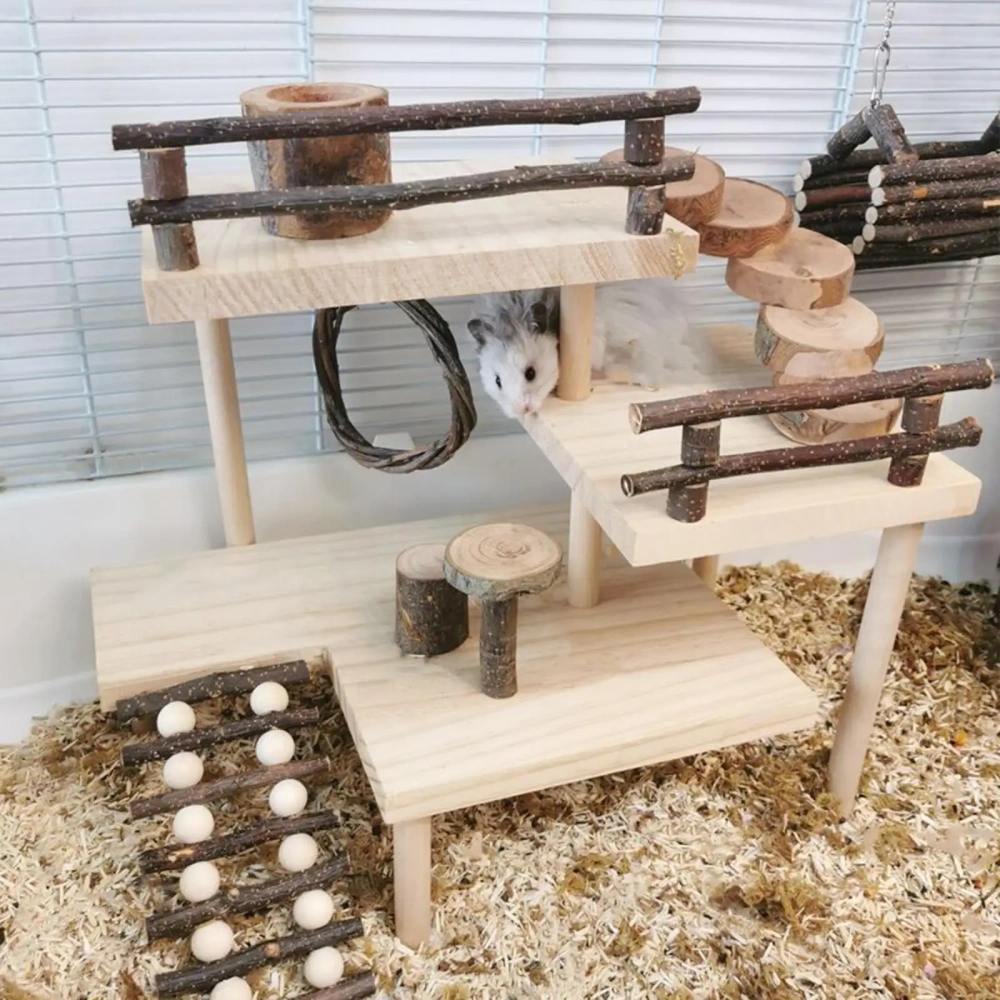 Hamster Toy Playground Stairs Platform for Gnawing Pets Squirrel