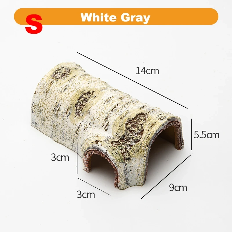 Reptile Breeding Box Decora Simulation Birch Hiding Hole Climbing Pet Amphibious Landscaping Decoration Reptiles Hideouts S/M/L