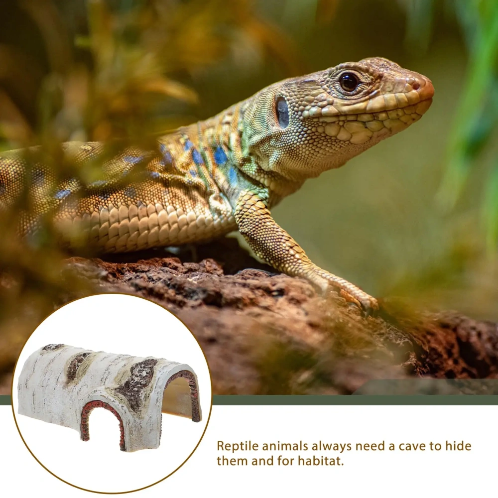 Reptile Breeding Box Decora Simulation Birch Hiding Hole Climbing Pet Amphibious Landscaping Decoration Reptiles Hideouts S/M/L