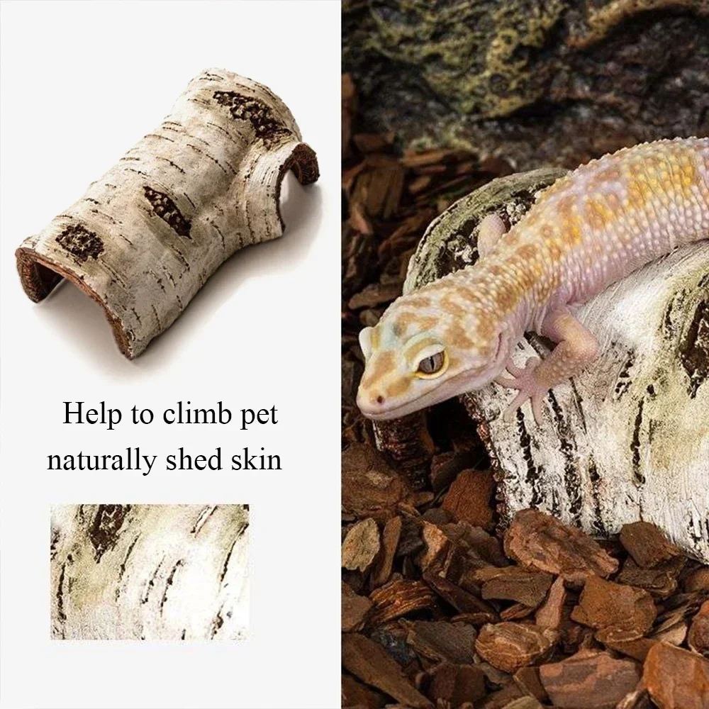 Reptile Breeding Box Decora Simulation Birch Hiding Hole Climbing Pet Amphibious Landscaping Decoration Reptiles Hideouts S/M/L