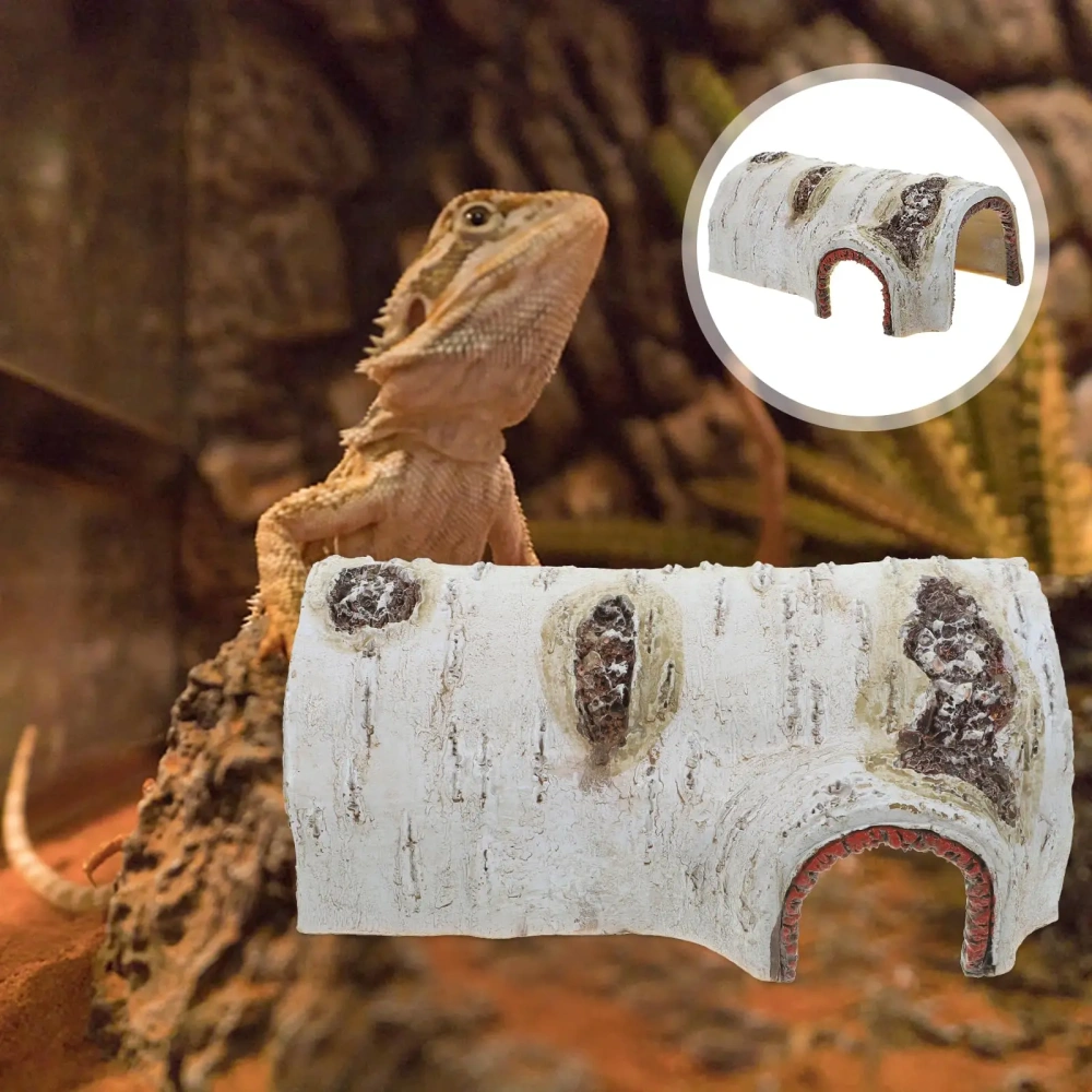 Reptile Breeding Box Decora Simulation Birch Hiding Hole Climbing Pet Amphibious Landscaping Decoration Reptiles Hideouts S/M/L