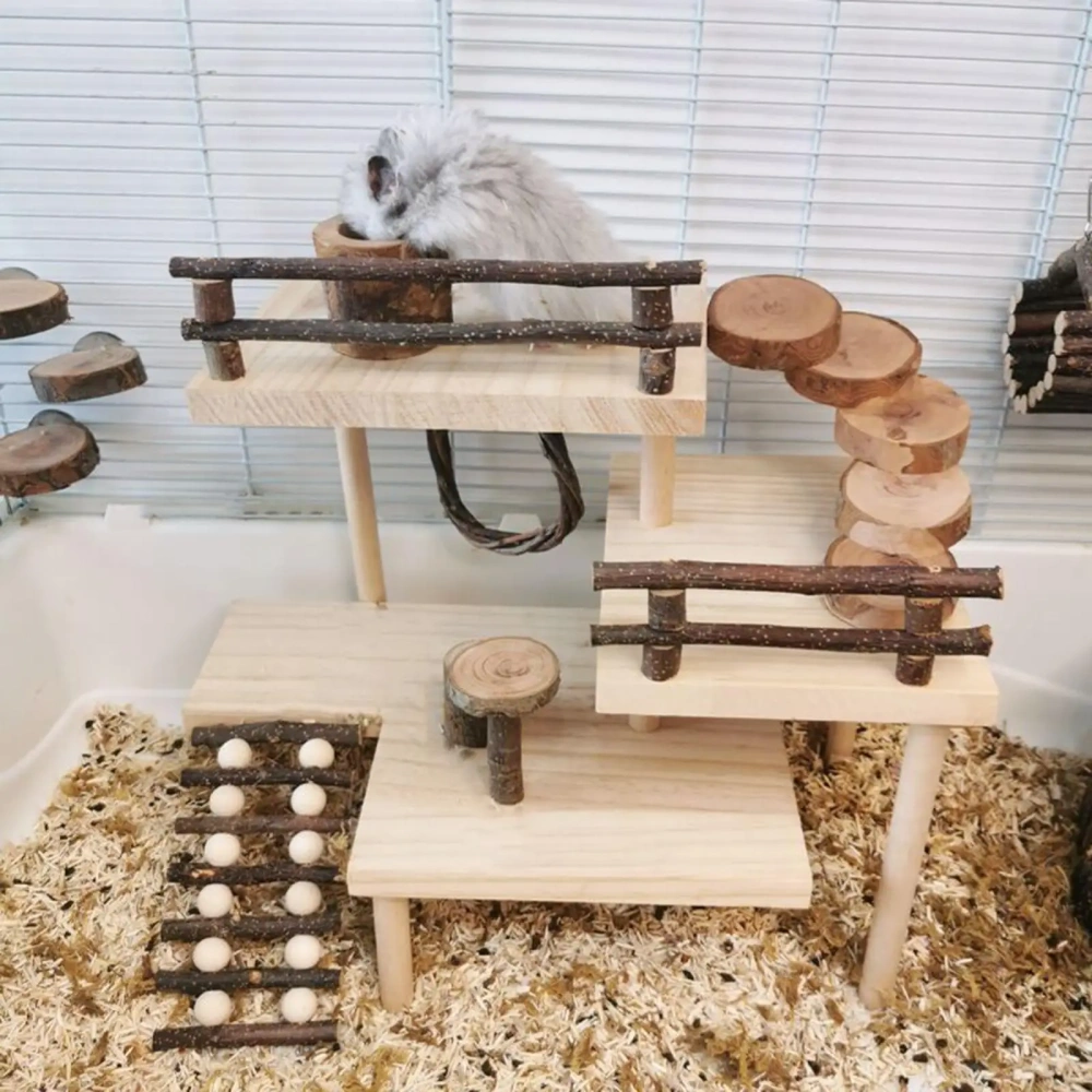 Hamster Toy Playground Stairs Platform for Gnawing Pets Squirrel