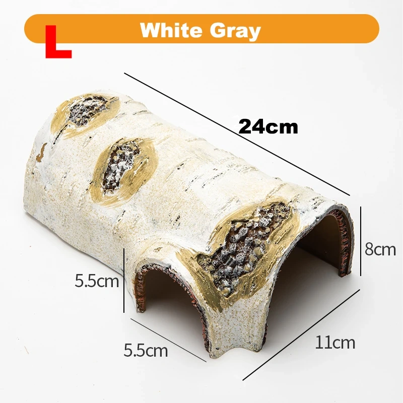 Reptile Breeding Box Decora Simulation Birch Hiding Hole Climbing Pet Amphibious Landscaping Decoration Reptiles Hideouts S/M/L