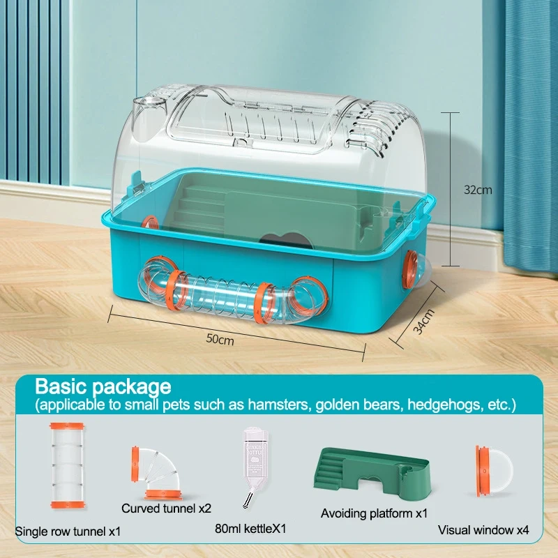 Hamster Cage Luxury Villa Oversized Acrylic Tunnel Gold House Transparent Single Double Layer Hamster Cage