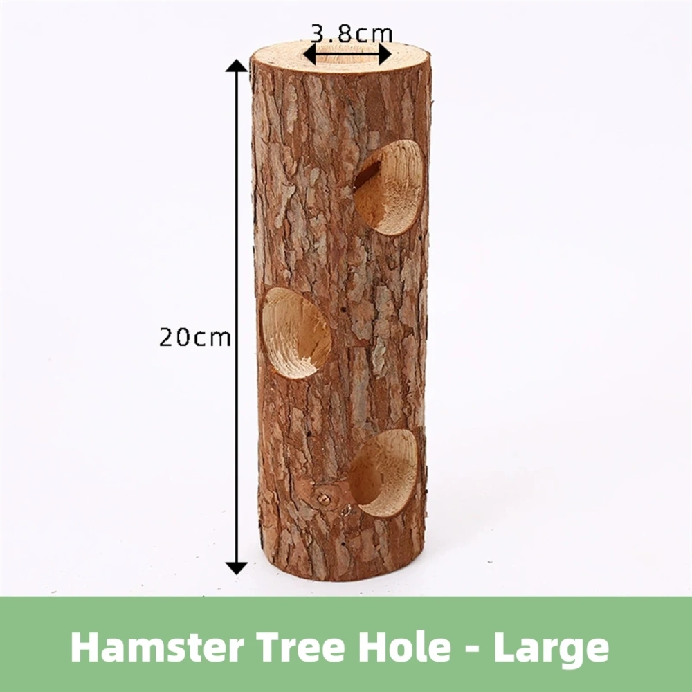 Hamster Rabbit Cat Solid Wood Pipe Tree Hole Tunnel Exercise Tube Chewing Toy Small Pet Supplies Length 15cm/20cm 6 Holes 1Pc