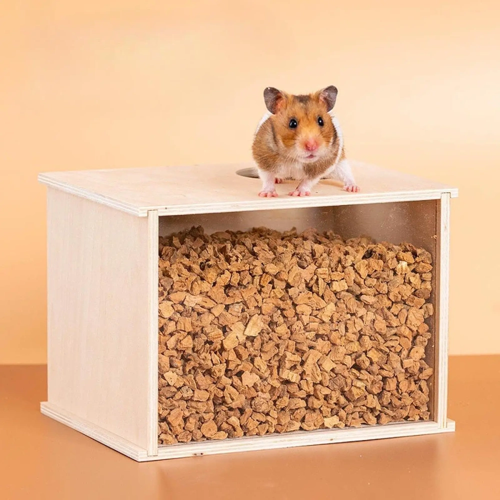 Wooden Hamster Digging Box Small Animals Sand Bath Box DIY Hamster Cage Decor for Rat Dwarf Gerbils Chinchillas Shelter
