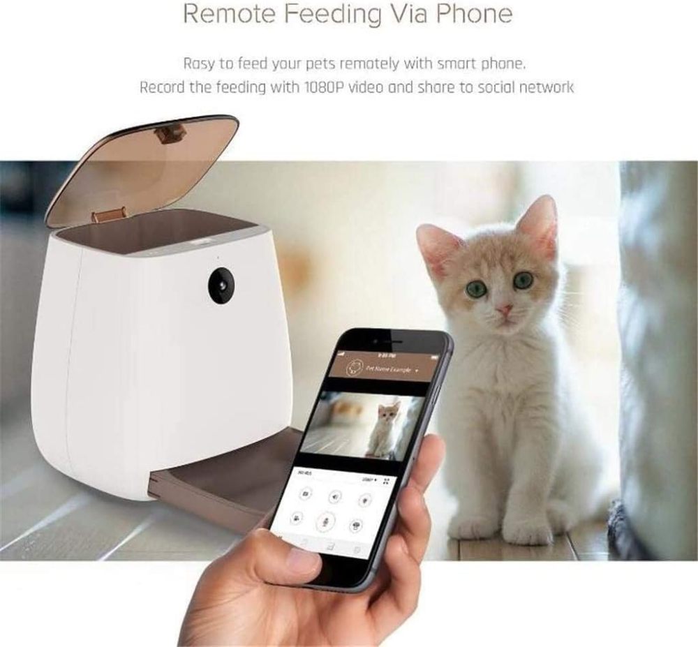 Automatic Cat Feeder, Dog Dispenser with Voice Recorder Programmable Portion Control Up to, Smart APP Auto Food Feeder with Desiccant Bag for Small & Medium Pets 3L