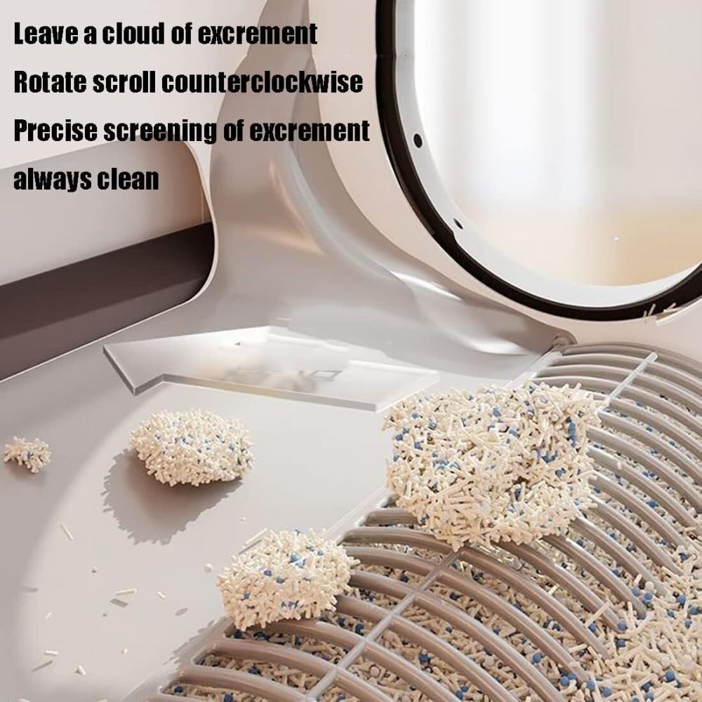 Self-Cleaning Cat Litter Box, Pull-Out Toilet Box, Self Cleaning Automatic Air Purifier, Touch Panel, Portable Handle for Easy Movement, App Binding Intelligent Monitoringlarge Splash-Proof Cat