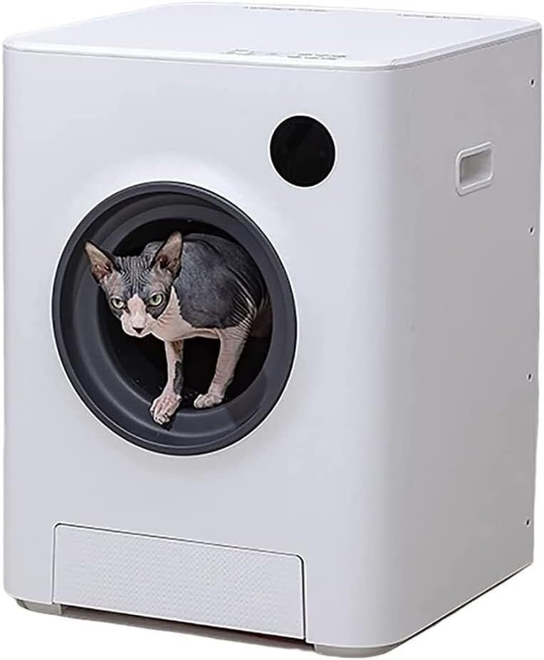 Self-Cleaning Cat Litter Box, Pull-Out Toilet Box, Self Cleaning Automatic Air Purifier, Touch Panel, Portable Handle for Easy Movement, App Binding Intelligent Monitoringlarge Splash-Proof Cat