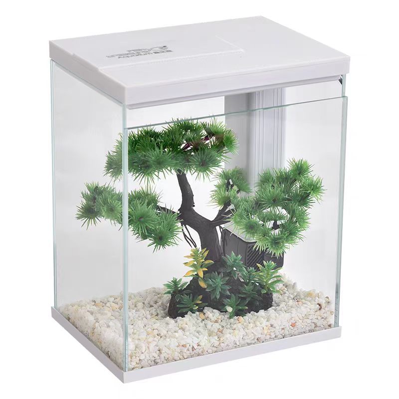 Betta Fish Tank, 2 Gallon Glass Aquarium Starter Kit, Small Fish Tank with Filter and Light.(Black)