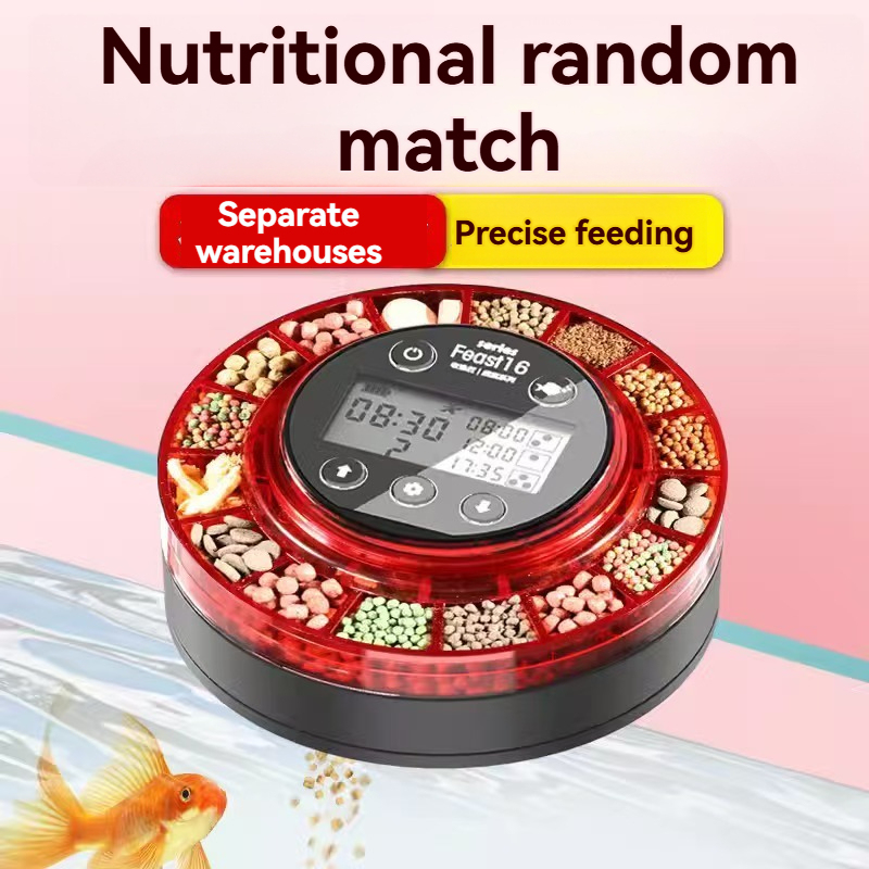 Automatic Fish Feeder for Aquarium - Auto Fish Food Dispenser for Turtle Tank with USB Cable, LCD Display, Timer, Fish Feeder for Vacation Weekend Holiday, with Feeder Spoon