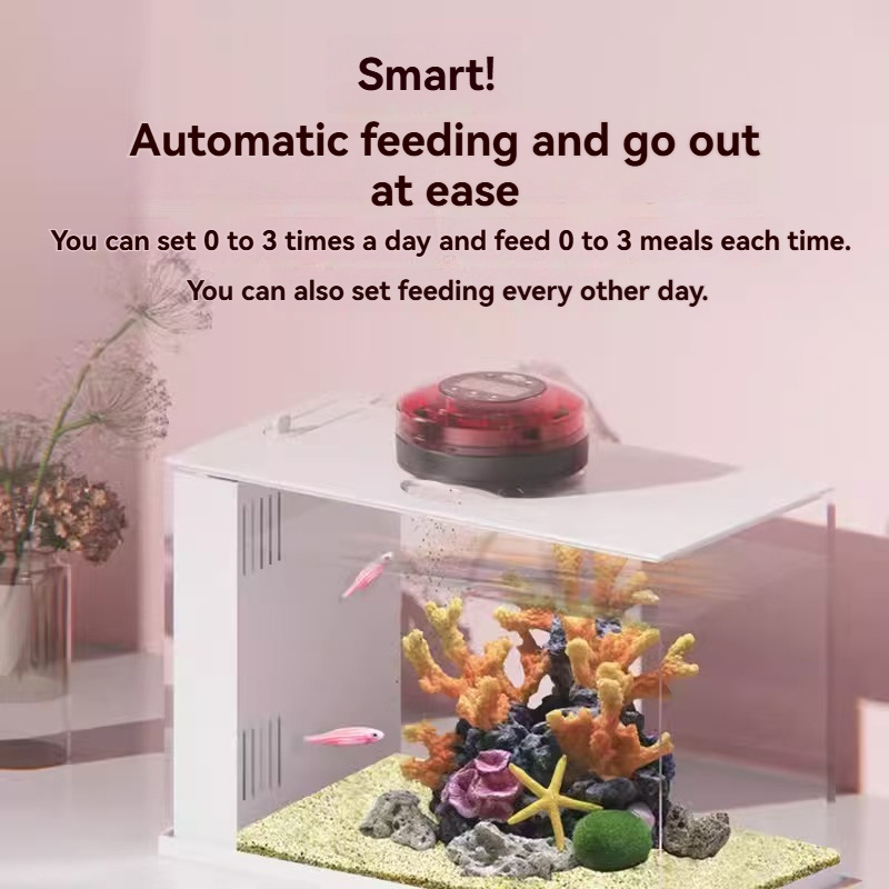 Automatic Fish Feeder for Aquarium - Auto Fish Food Dispenser for Turtle Tank with USB Cable, LCD Display, Timer, Fish Feeder for Vacation Weekend Holiday, with Feeder Spoon