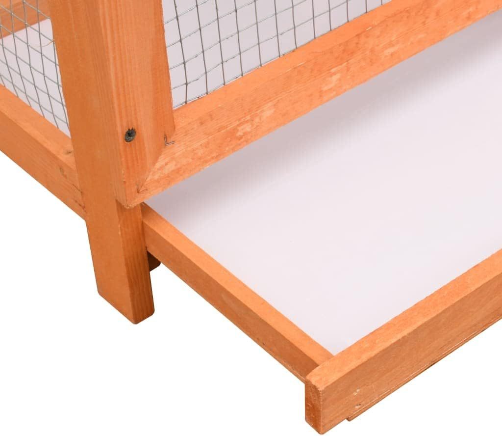 “vidaXL Large Outdoor Bird Cage with Pull Out Tray, Water Resistant Roof, Ladder, Iron Wire Grid Construction, Solid Pinewood Frame - Brown & Green”