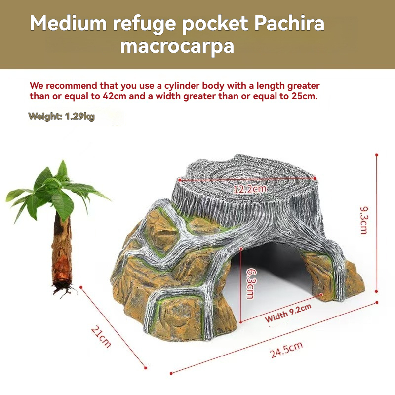 Extra Large Resin Reptile Hideouts Cave Habitat Decor for Reptiles, Amphibians, Fish Tanks and Gecko, Leopard
