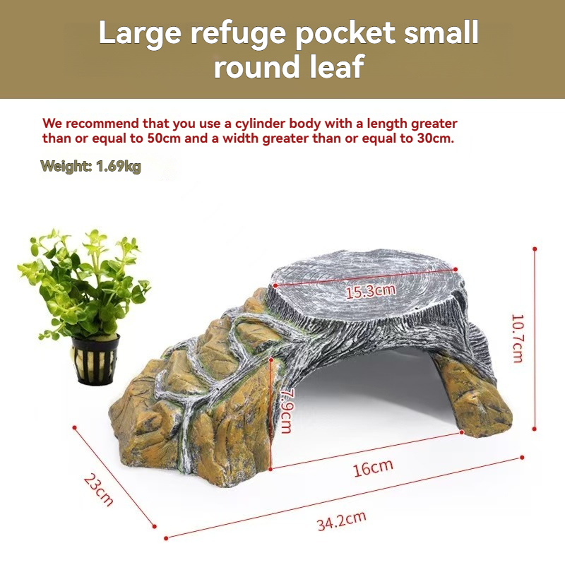 Extra Large Resin Reptile Hideouts Cave Habitat Decor for Reptiles, Amphibians, Fish Tanks and Gecko, Leopard