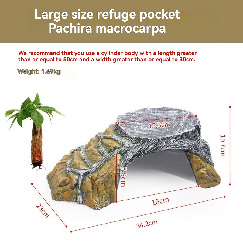 Extra Large Resin Reptile Hideouts Cave Habitat Decor for Reptiles, Amphibians, Fish Tanks and Gecko, Leopard